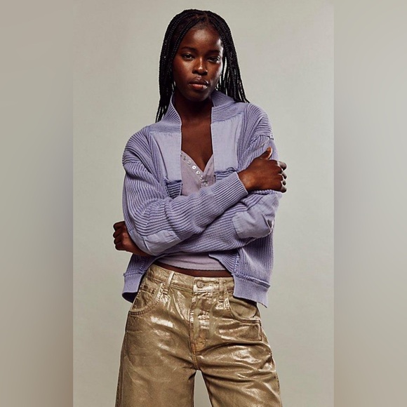 Free People Sweaters - Free People We The Free Worn Thru Surplus Cardi Sweater Heavenly Lavender XL nwt